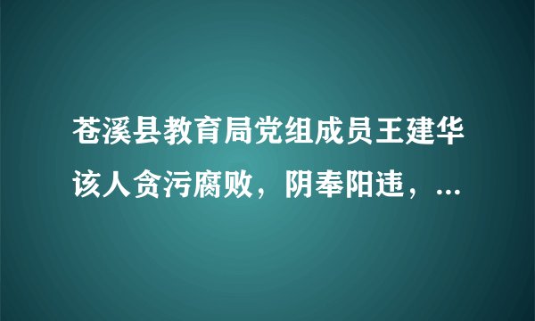 苍溪县教育局党组成员王建华该人贪污腐败，阴奉阳违，凡涉项目必插手，组织为什么还任他做教育信息化组长