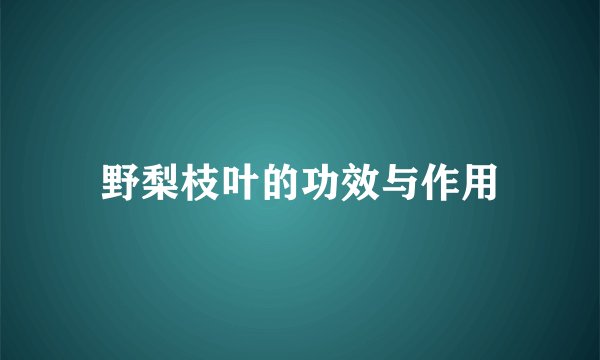 野梨枝叶的功效与作用