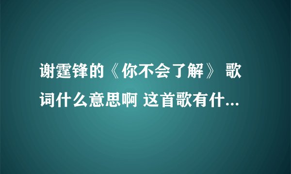 谢霆锋的《你不会了解》 歌词什么意思啊 这首歌有什么背景？