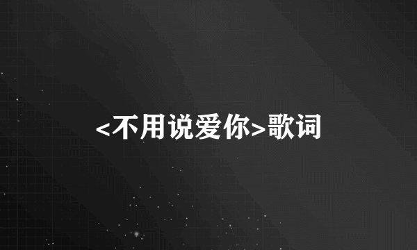 <不用说爱你>歌词