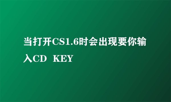 当打开CS1.6时会出现要你输入CD  KEY