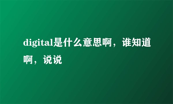digital是什么意思啊，谁知道啊，说说