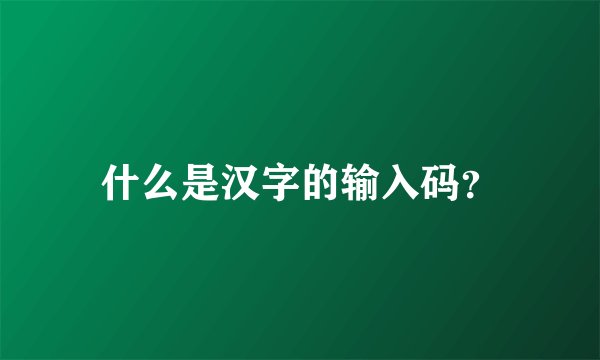 什么是汉字的输入码？