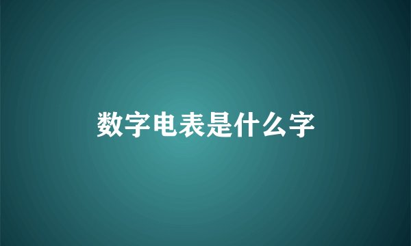 数字电表是什么字