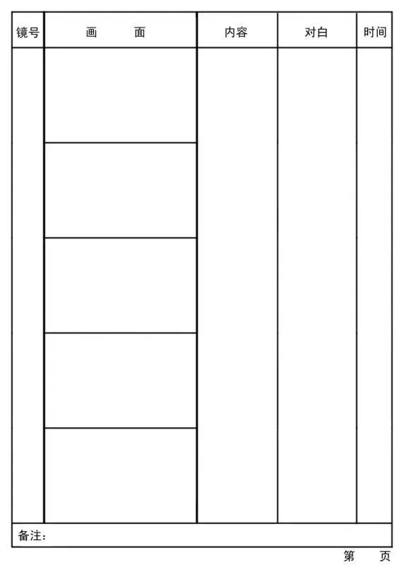 分镜头脚本的表格