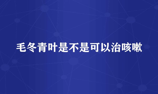 毛冬青叶是不是可以治咳嗽