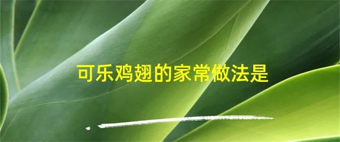 可乐鸡翅的家常做法是