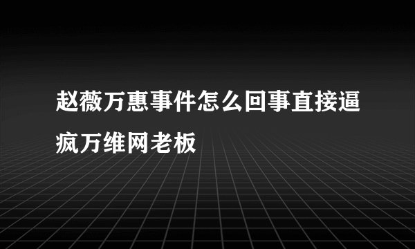 赵薇万惠事件怎么回事直接逼疯万维网老板