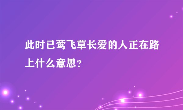 此时已莺飞草长爱的人正在路上什么意思？