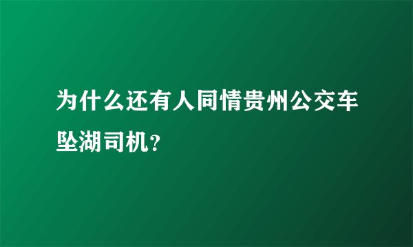 为什么还有人同情贵州公交车坠湖司机？
