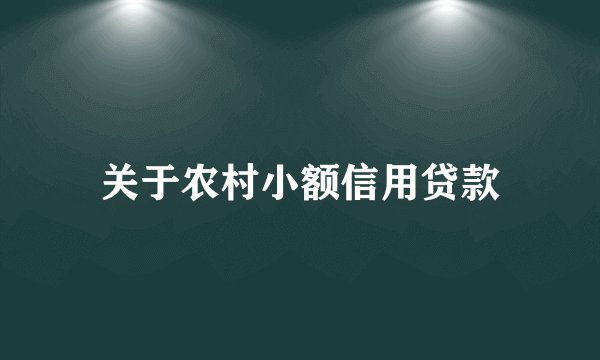 关于农村小额信用贷款