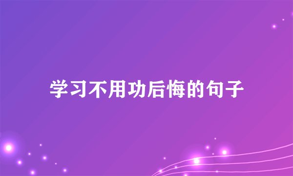 学习不用功后悔的句子