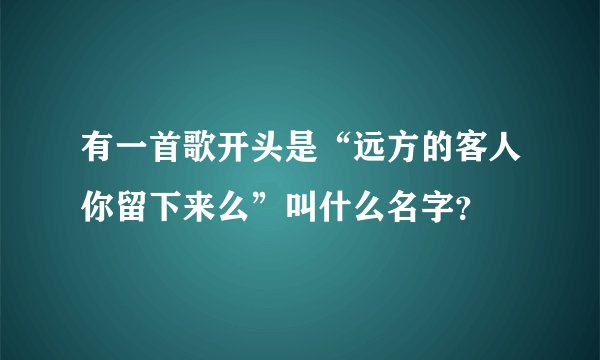 有一首歌开头是“远方的客人你留下来么”叫什么名字？