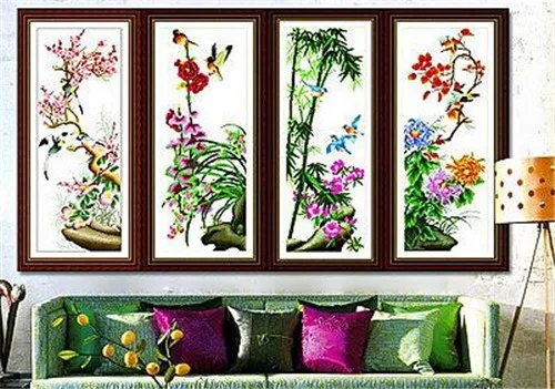 梅兰竹菊十字绣要多少钱 梅兰竹菊十字绣图片赏析