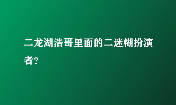 二龙湖浩哥里面的二迷糊扮演者？
