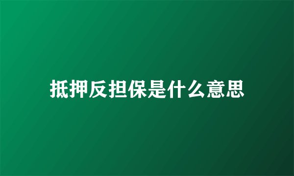 抵押反担保是什么意思