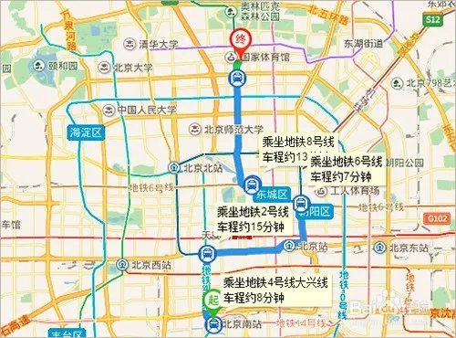 北京南站到鸟巢