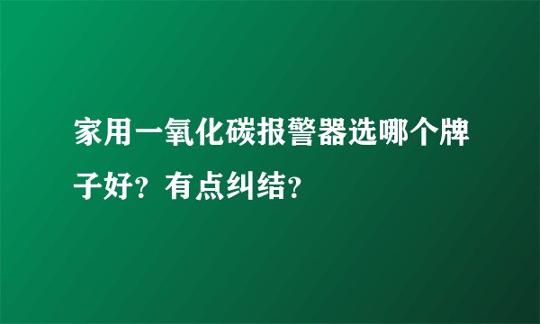 家用一氧化碳报警器选哪个牌子好？有点纠结？