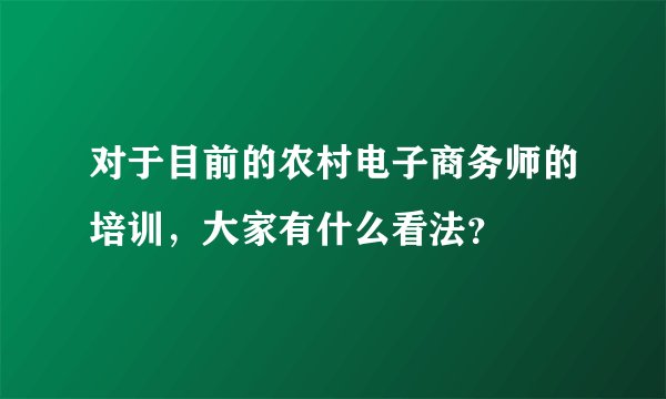 对于目前的农村电子商务师的培训，大家有什么看法？