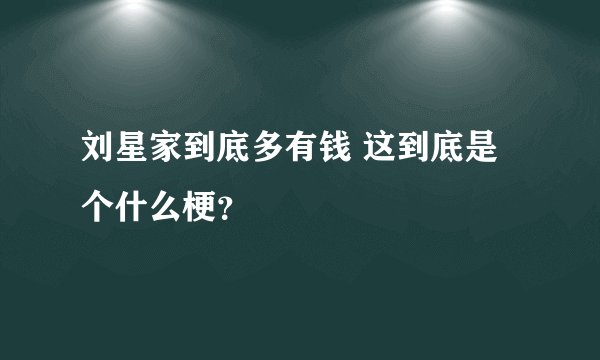 刘星家到底多有钱 这到底是个什么梗？