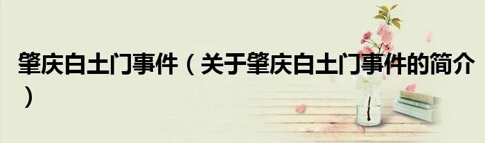 肇庆白土门事件（关于肇庆白土门事件的简介）