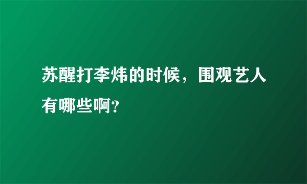 苏醒打李炜的时候，围观艺人有哪些啊？