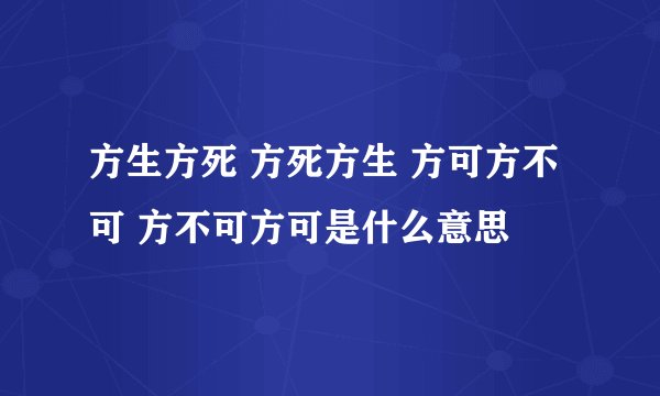 方生方死 方死方生 方可方不可 方不可方可是什么意思