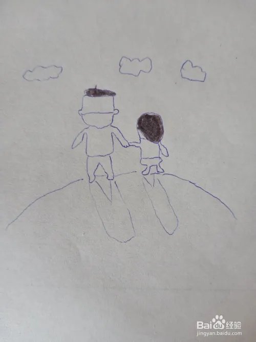 父亲节图片大手牵小手背影简笔画