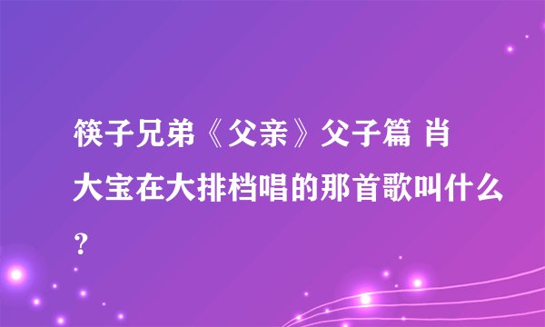 筷子兄弟《父亲》父子篇 肖大宝在大排档唱的那首歌叫什么？