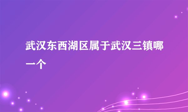 武汉东西湖区属于武汉三镇哪一个