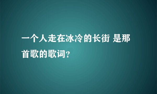 一个人走在冰冷的长街 是那首歌的歌词？