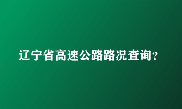 辽宁省高速公路路况查询？