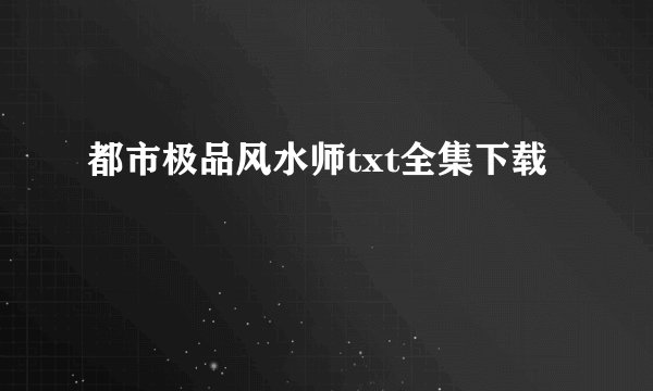 都市极品风水师txt全集下载