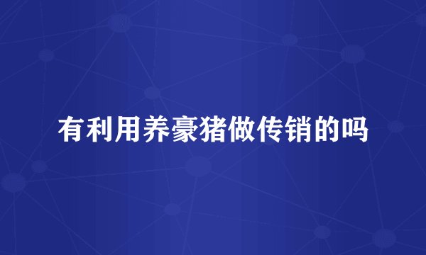有利用养豪猪做传销的吗