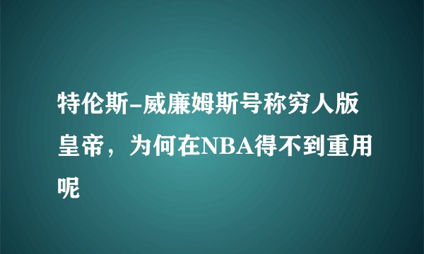 特伦斯-威廉姆斯号称穷人版皇帝，为何在NBA得不到重用呢