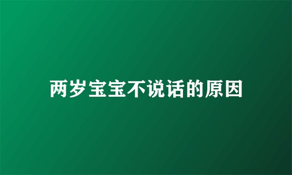 两岁宝宝不说话的原因