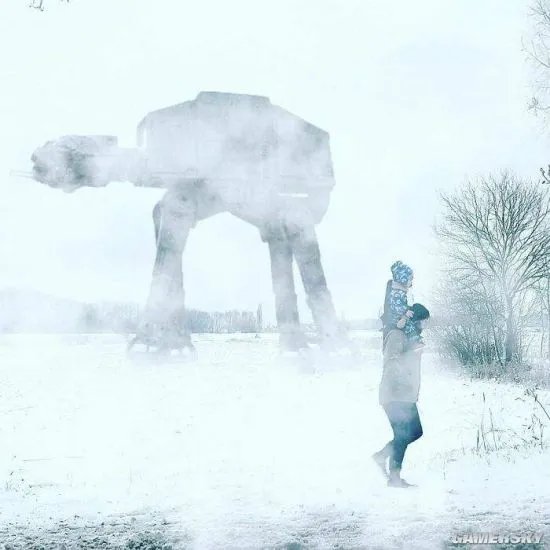 老爸带娃简易模式?大神将孩子PS到恶搞照片中