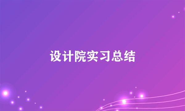 设计院实习总结