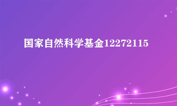 国家自然科学基金12272115
