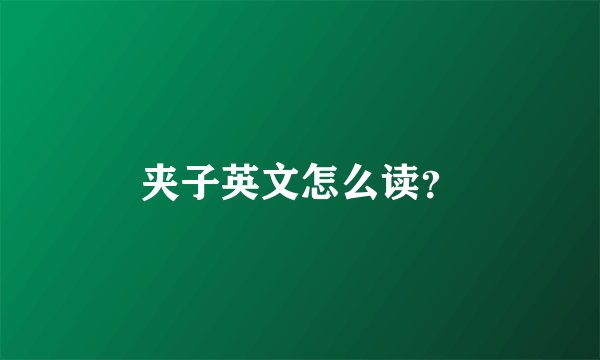 夹子英文怎么读？