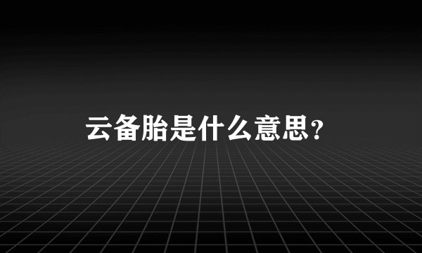 云备胎是什么意思？