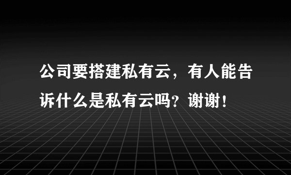 公司要搭建私有云，有人能告诉什么是私有云吗？谢谢！
