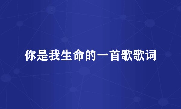 你是我生命的一首歌歌词