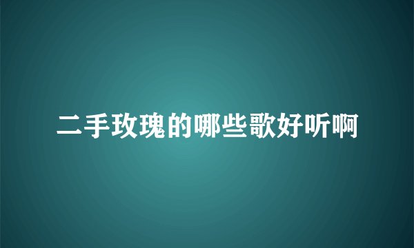 二手玫瑰的哪些歌好听啊
