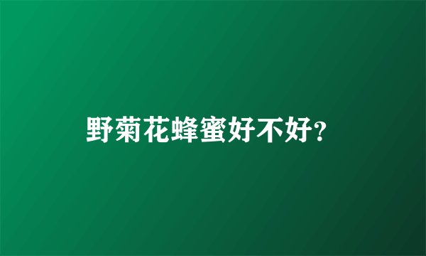 野菊花蜂蜜好不好？