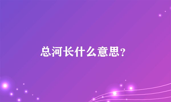 总河长什么意思？