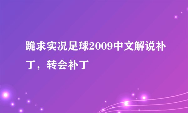 跪求实况足球2009中文解说补丁，转会补丁