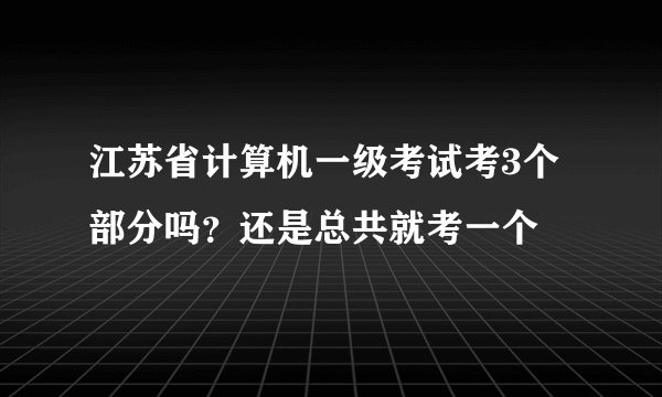 江苏省计算机一级考试考3个部分吗？还是总共就考一个