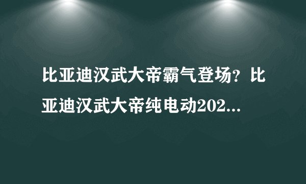 比亚迪汉武大帝霸气登场？比亚迪汉武大帝纯电动2021款落地价