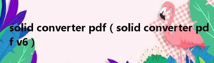 solid converter pdf（solid converter pdf v6）